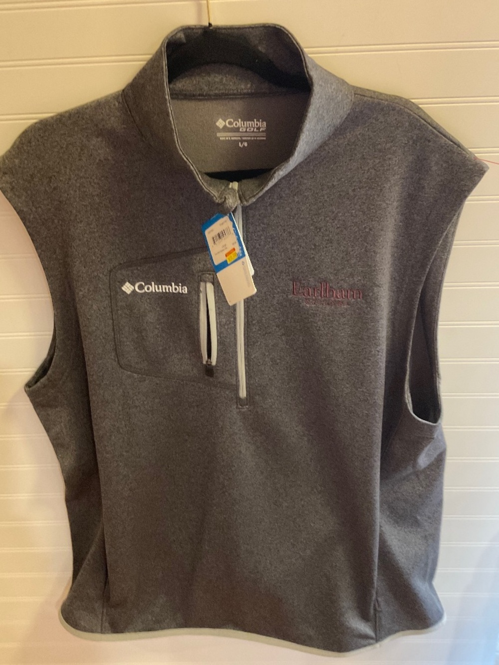 Columbia Golf Men’s L Gray Quarter Zip Vest Earlham College NWT